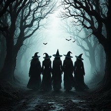 Haunted Forest Witches A4 Art Print – Gothic Halloween Wall Decor High Gloss