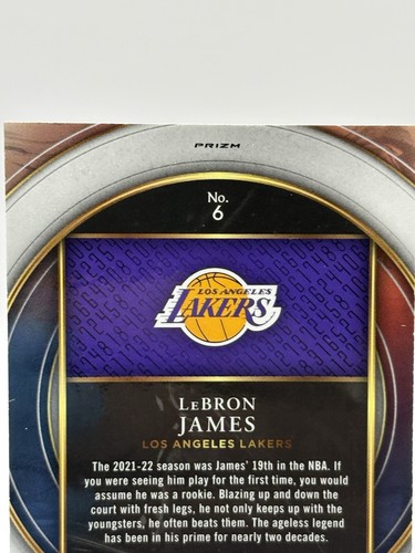 🏀🔥2021-22 Panini Select Lebron James Select Numbers #6 Red Prizm🔥🏀 - Picture 10 of 11