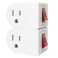 Oviitech 2 Pack Grounded Outlet Wall Tap Adapter with On/Off Power