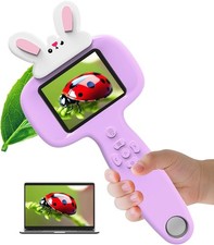 1000X Microscopio para Niños con 16 Diapositivas, Microscopio Digital de Bolsillo Portátil de 2.4"