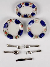 Reutter Porcelain Kitchenware Dishes Silverware Platter Dollhouse Miniature