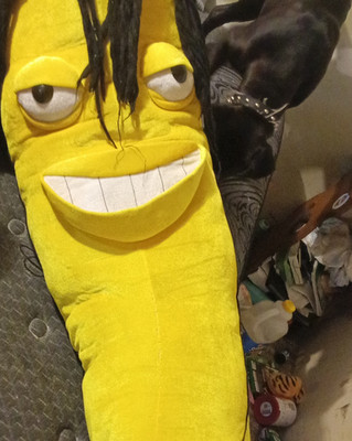 Rasta Banana Jumbo Yellow Stuffed Animal Plush Toy with Cartoon Face