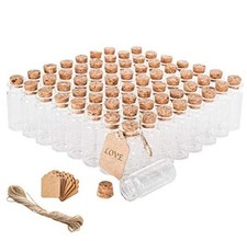 64PCS Cork Stoppers Glass Bottles, DIY Decoration Small Tiny Glass 10ml-64pcs