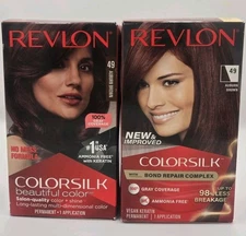 Lot of 2 Revlon Colorsilk Permanent Hair Dye 49, Auburn Brown Color