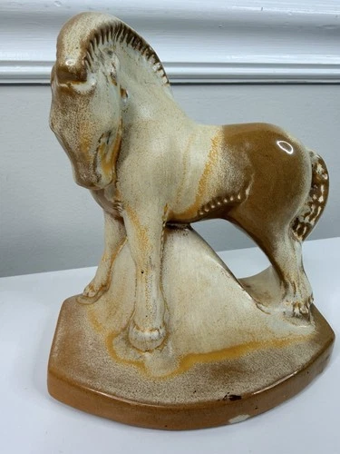 Vintage 6 1/2" Tall Frankoma Art Pottery Horse Bookend Rare brown tan