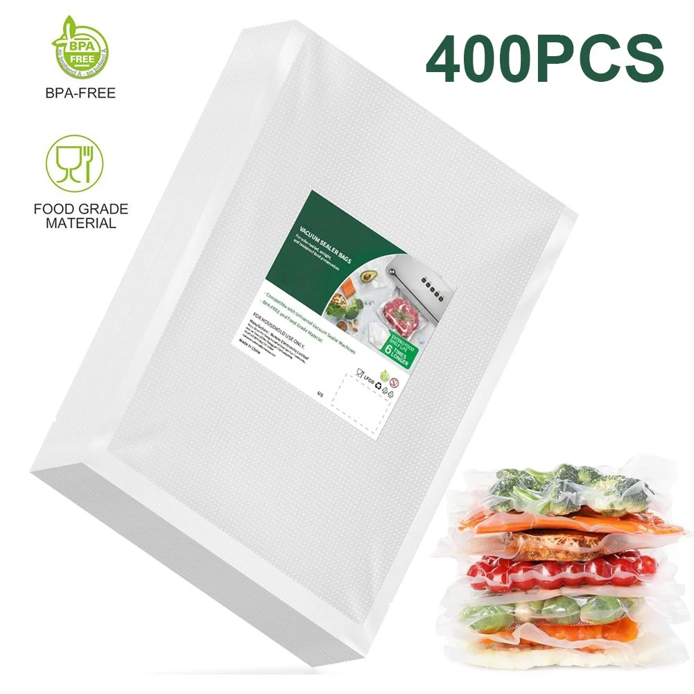 400PCS 8"x12" Quart Vacuum Sealer Bags Embossed Kitchen Food Saver Storage Bags