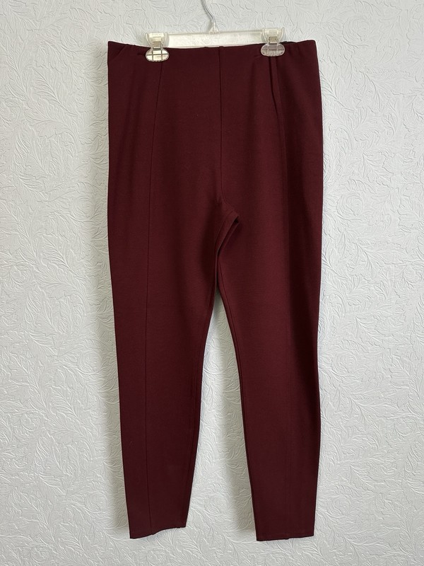 Liverpool Size 12 Maroon Rosette Pull On Ponte Knit Skinny Pants W/ Stretch E15