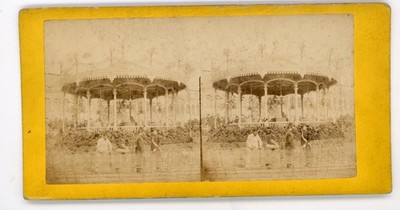 Victorian Stereoview 1800s Kiosque De Concert Carousel Champs-Elysee France