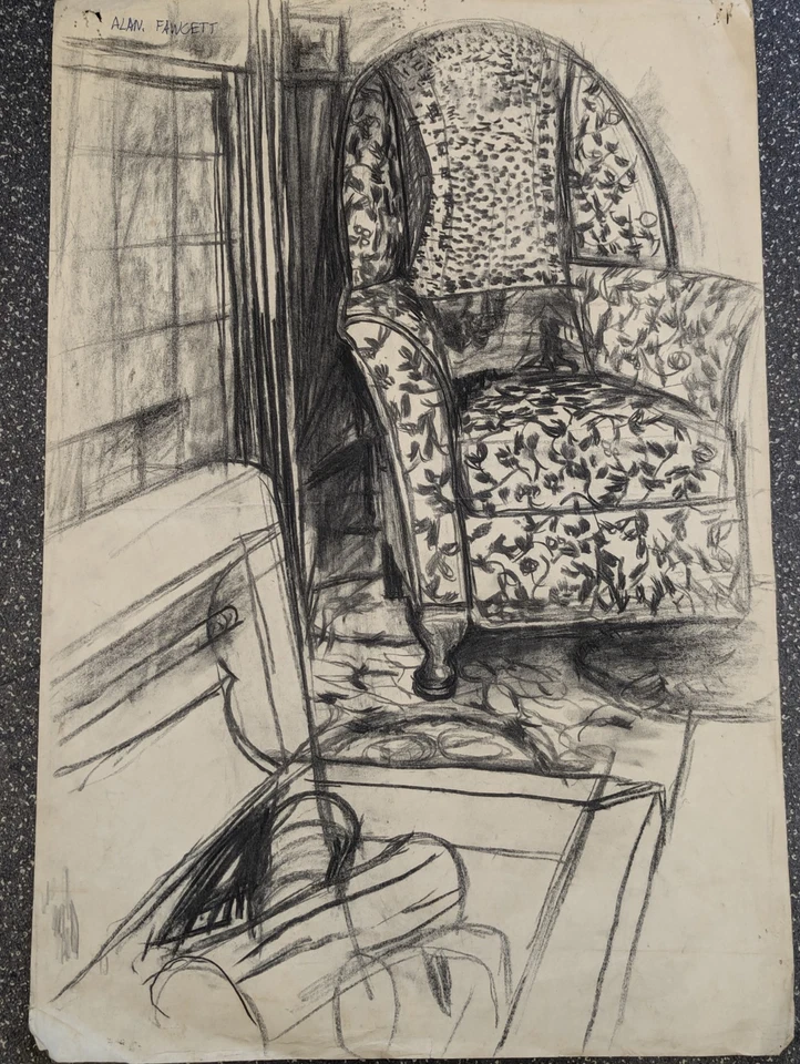 1960s Original double sided charcoal & pencil drawing by Alan Stuart Fawcett RA - image 3 of 4