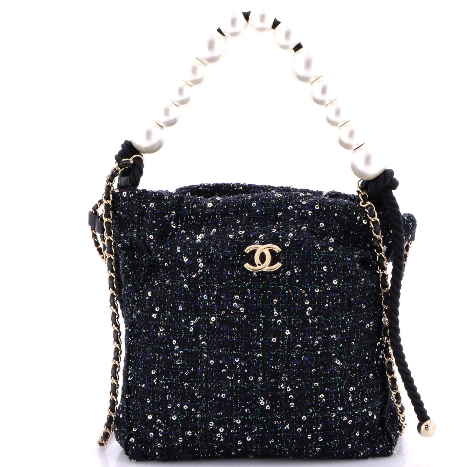 Chanel Pearl Drawstring Bag Sequin Embellished Tw… - image 1
