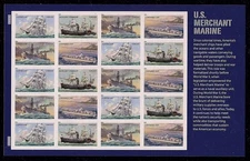 U.S. Merchant Marine Sheet of 20 Current Rate Postage Stamps 4548-4551