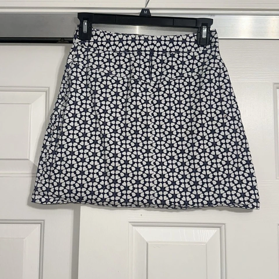 Minifalda Rebecca Minkoff azul y blanca con estampado de corazón cremallera frontal Foto 3 de 4