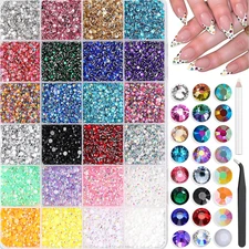 33000Pcs Resin Jelly Rhinestones Kit 24 Color 3Mm round Nail Flatback Bedazzling