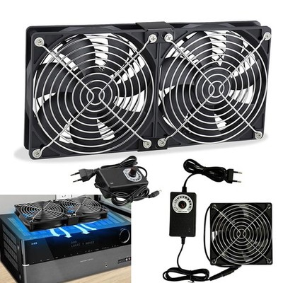Einstellbare PC Ventilator 2in1 Doppel Lüfter 120 mm Leise Gehäuselüfter Fan 12V