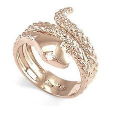 Solid Pink 18k Gold Snake Diamond Eye Serpent Ring in Sizes 5 to 9.5 R1119