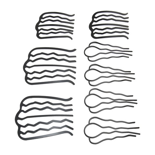 8Pcs Hair Fork Clip Metal Black Coating Vintage Elegant U Shaped Hair Side Combs - Picture 11 of 12