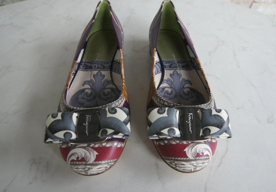 Salvatore Ferragamo 5,5 36 Bailarinas Mocasines Zapatos Colorido Varina Nuevo - Imagen 3 de 4