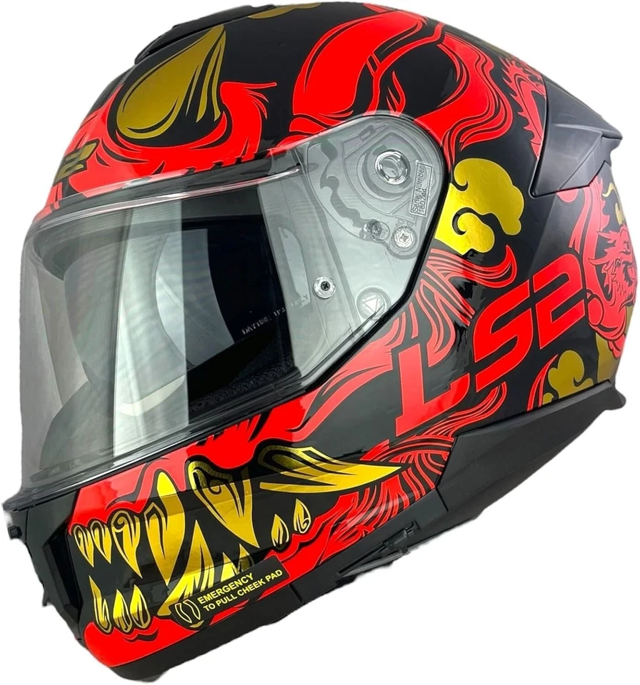 LS2 STREAM-II FF808 FULL FACE ECE22.06 MOTORCYCLE CRASH HELMET - DRAKO BLACK RED - image 3 of 4