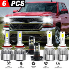 For 07-13 Silverado 1500 6pc Led Bulbs Conversion Headlight Hilo Beam Fog Lamp