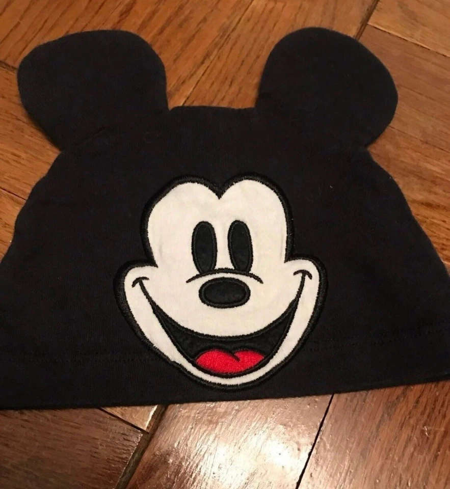 EUC Lot Bundle of 10 Baby Boy Infant Knit Caps Hats Striped Mickey Mouse Solid - Image 2 of 4