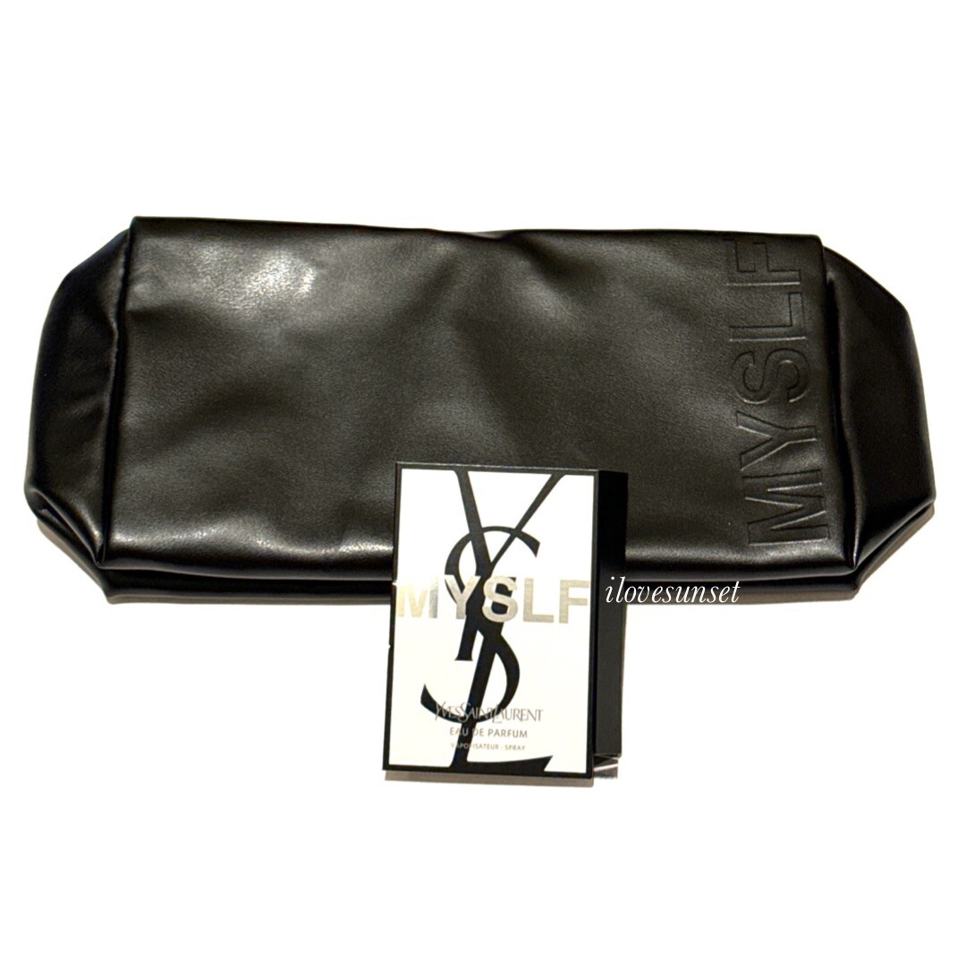New {YSL} 2 Pc Gift Set: MYSLF Black Pouch/Cosmetic Case & MYSLF