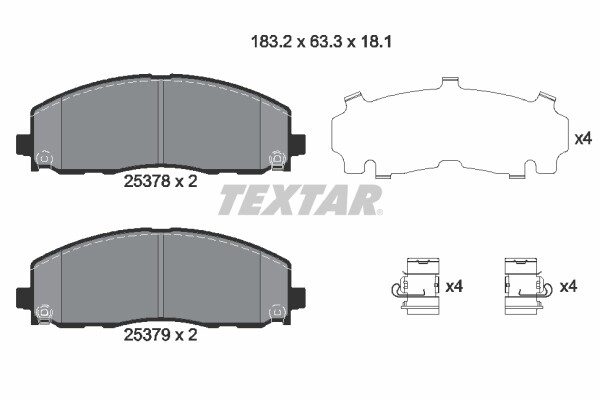 Textar 2537801 Bremsbelagsatz, Scheibenbremse FüR Chrysler, Dodge, Fiat, Jeep,-image