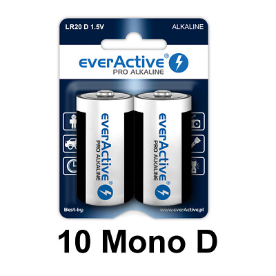 10 x Everactive Mono D Alkaline Batterie LR20 1,5V