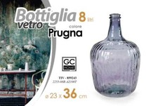 BOTTIGLIA DAMIGIANA ARREDO VASO CENTROTAVOLA LIVING CLASSICO MODERNO PRUGNA 36cm