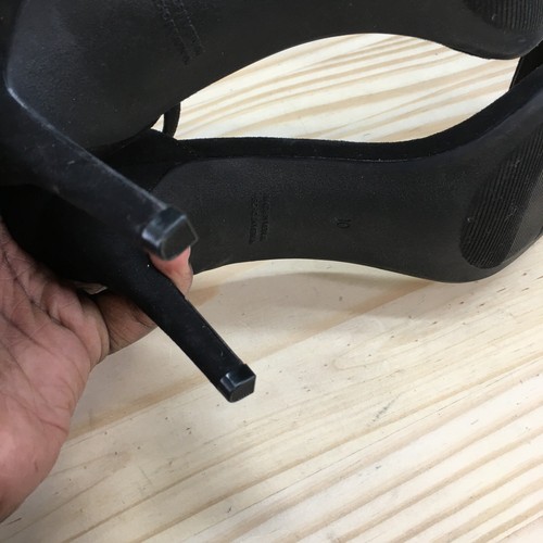 Old Navy Heels Womens 10 Ankle Strappy Stiletto Sandals Black Fabric Buckle - Picture 11 of 16