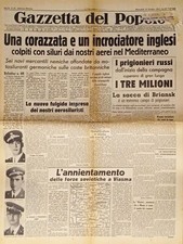 Gazzetta del Popolo N. 246 - 1941 Una corazzata e un incrociatore inglese