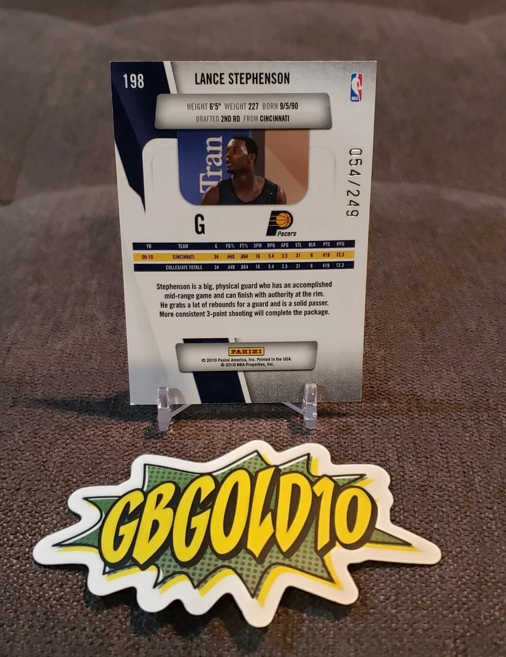 2010-11 Prestige Bonus Shots Gold /249 Lance Stephenson #198 Rookie RC - Image 2 of 3