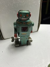 Mighty Robot Tin Litho Wind Up Toy. Green. Japan. 50  s Classic