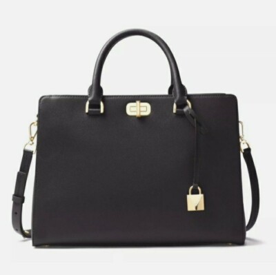 ᪥NWT Michael Kors Sylvie Large Leather Satchel Black᪥
