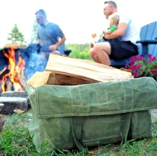 Waxed Canvas Firewood Tote Bag Log Carrier Kindling Tool Storage Bag Green