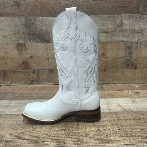 Bota Vaquera de Mujer Women's Western White Square Toe Cowgirl Boots Leather 112 - Picture 4 of 7