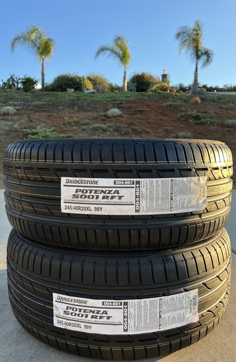 Set of 2 BRAND NEW 245/40R20 99Y Bridgestone Potenza S001 RFT Run