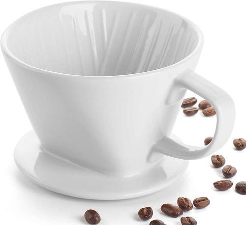 Pour over Kaffeemaschine, Keramik Kaffeetropfer, weiß - Bild 10 von 12