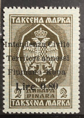 Italian stamp Fiumano Kupa Lire 0.80 on 2 Dinara Revenues fiscalmarken