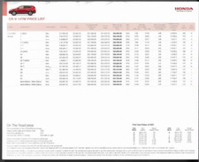 Honda CR-V Price List 2014 UK Market Single Sheet Brochure S S-T SE SE-T SR EX