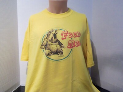 HUNGRY BEVER (FEED ME) T-SHIRT(XL) YELLOW-FUNNY-BEVERS-HARD TO FIND