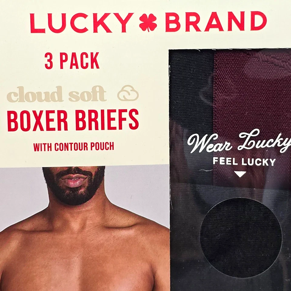 Lucky Brand Boxer Briefs Mens LARGE 3 Pk BLACK STRETCH UNDERWEAR 36-38 NWT - Image 3 of 4
