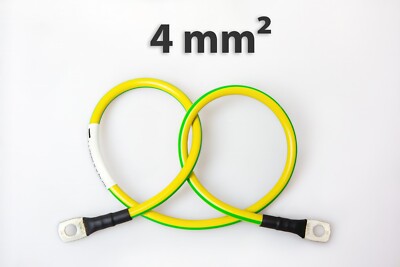 Erdungskabel H07V-K grün/gelb 4 mm2 qmm fertig verpresst 0,3 bis 15 Meter lang