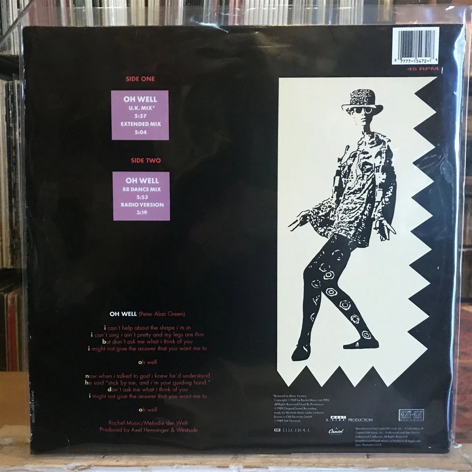 [EDM/DANCE] ~EXC 12» ~ OH WELL ~ «Oh Well» (Fleetwood Mac) ~ {x4 миксы] ~ [1989 ~ CAPITOL] - Изображение 2 из 4