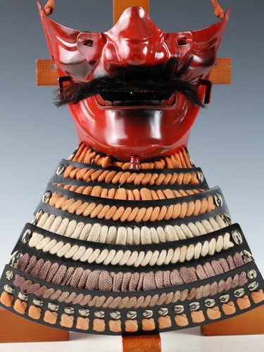 Vintage Japanese Samurai Red Menpo -Wearable- Marutake Product Tsushima - Picture 15 of 17