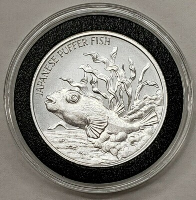 #ad #ad 2oz Japanese Puffer Fish Silver Round Coin Fugu Artist of the Ocean Floor $195.50