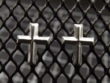 SOLID STERLING SILVER .925 FINE CHILDREN'S CROSS EARRINGS