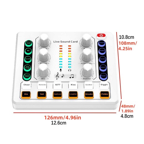 M8 Sound Card Body Audio Processing Equipment For Voice Recording Plug and Play - Afbeelding 13 van 13