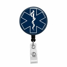 EMS, Large Symbol - Retractable Badge Holder - Badge Reel - Lanyards - Stethosco