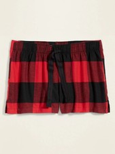 NWT Old Navy Flannel Boxer Pajama Sleep Shorts Red Buffalo Plaid Women L XL