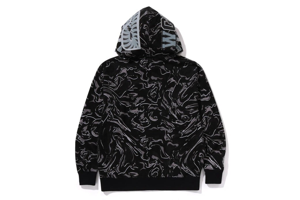 A BATHNIG APE Men's MARBLING CAMO SHARK RELAXED FIT FULL ZIP A BATHNIG APE Men's MARBLING CAMO SHARK RELAXED FIT FULL ZIP